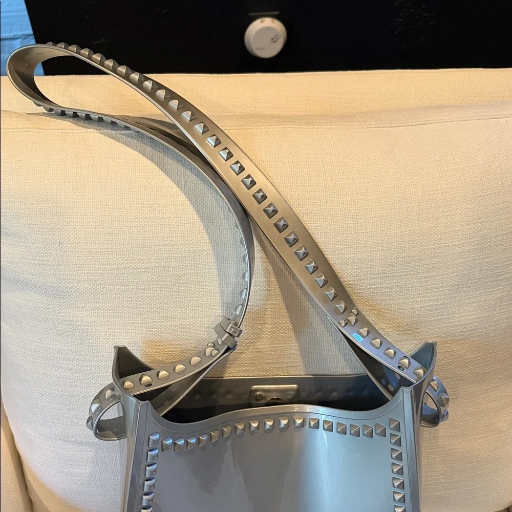 Gray Pyramid Stud Shoulder Bag - Sleek Everyday Carry